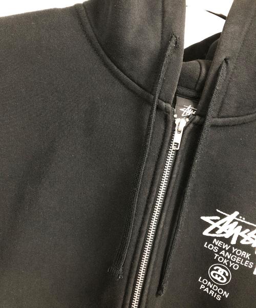 stussy（ステューシー）stussy (ステューシー) World Tour Hood Zip-Up ブラック サイズ:XLの古着・服飾アイテム