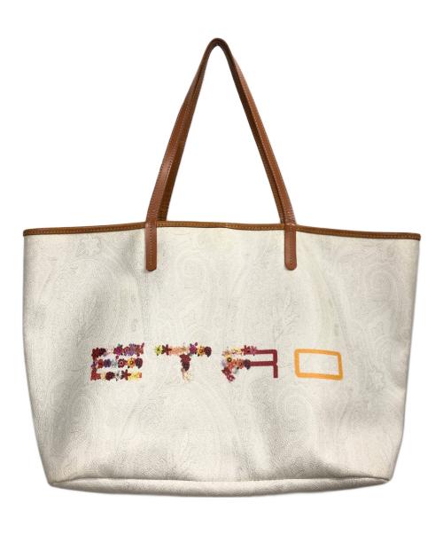 ETRO（エトロ）ETRO (エトロ) トートバッグ ホワイト×ブラウンの古着・服飾アイテム