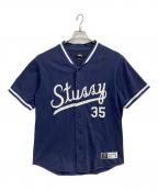 stussyステューシー）の古着「Script Baseball Jersey」｜ネイビー