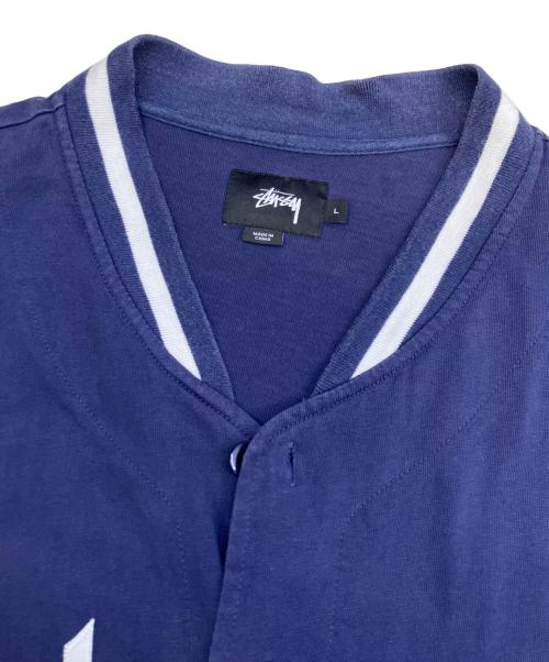 stussy（ステューシー）stussy (ステューシー) Script Baseball Jersey ネイビー サイズ:Ｌの古着・服飾アイテム