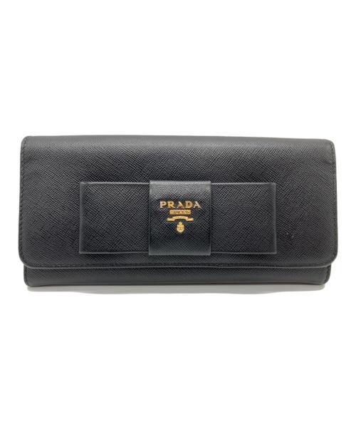 PRADA（プラダ）PRADA (プラダ) サフィアーノ リボン 長財布 ブラックの古着・服飾アイテム