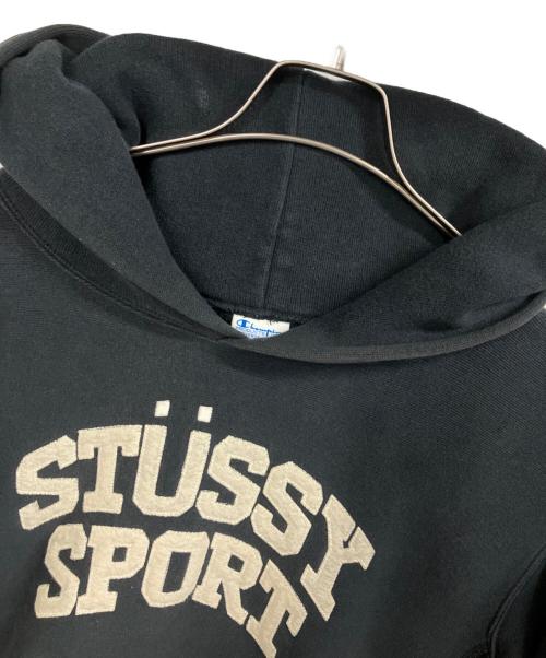 stussy（ステューシー）stussy (ステューシー) Champion (チャンピオン) リバースウィーブプルオーバーパーカー ネイビー サイズ:Lの古着・服飾アイテム