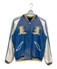 TAILOR TOYO（テーラー東洋）の古着「Acetate Souvenir Jacket POLAR BEAR × MOOSE AGING MODEL / スーベニア スカジャン」｜ブラック×ブルー