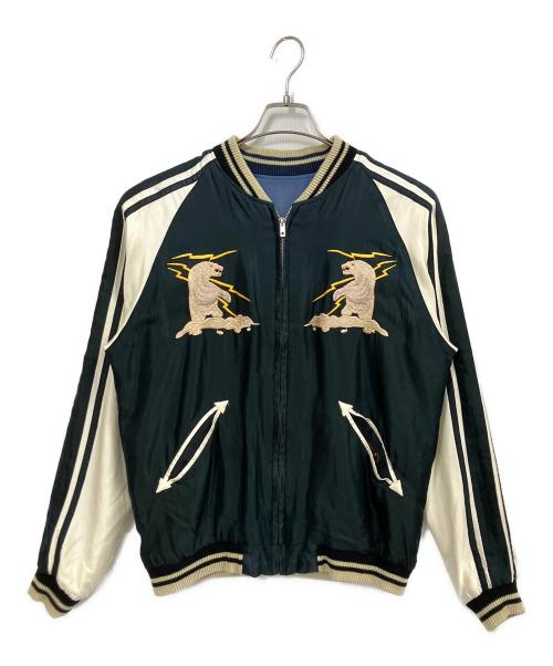 TAILOR TOYO（テーラー東洋）TAILOR TOYO (テーラー東洋) Acetate Souvenir Jacket POLAR BEAR × MOOSE AGING MODEL / スーベニア スカジャン ブラック×ブルー サイズ:Mの古着・服飾アイテム