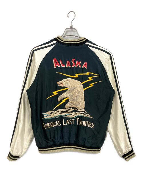 TAILOR TOYO（テーラー東洋）TAILOR TOYO (テーラー東洋) Acetate Souvenir Jacket POLAR BEAR × MOOSE AGING MODEL / スーベニア スカジャン ブラック×ブルー サイズ:Mの古着・服飾アイテム