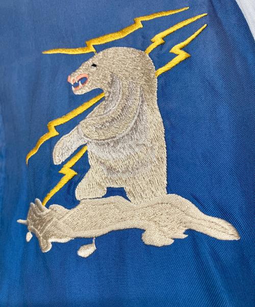 TAILOR TOYO（テーラー東洋）TAILOR TOYO (テーラー東洋) Acetate Souvenir Jacket POLAR BEAR × MOOSE AGING MODEL / スーベニア スカジャン ブラック×ブルー サイズ:Mの古着・服飾アイテム