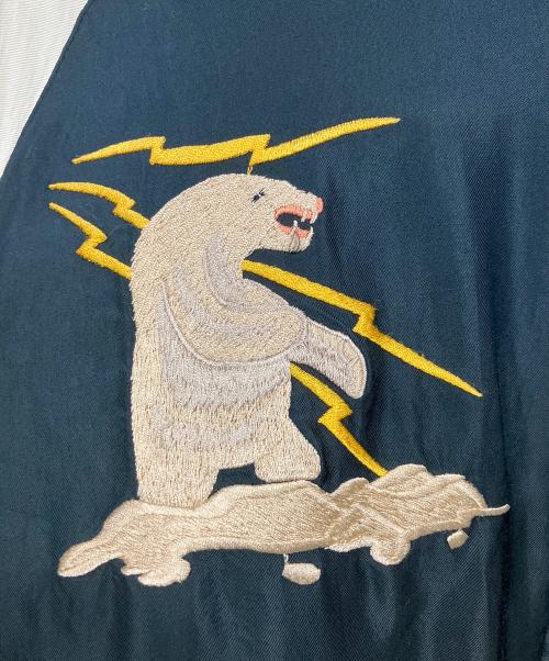 TAILOR TOYO（テーラー東洋）TAILOR TOYO (テーラー東洋) Acetate Souvenir Jacket POLAR BEAR × MOOSE AGING MODEL / スーベニア スカジャン ブラック×ブルー サイズ:Mの古着・服飾アイテム