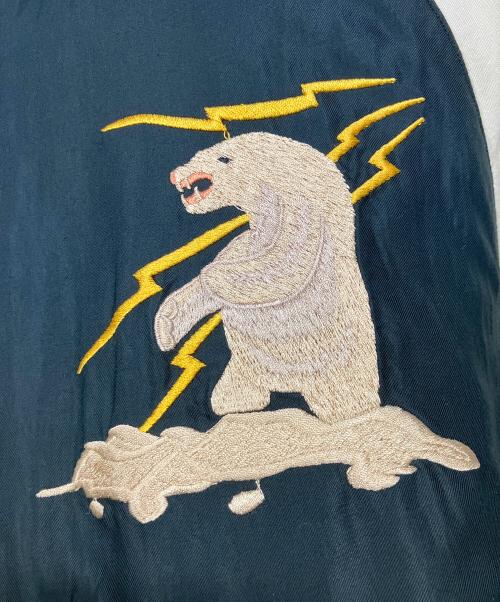 TAILOR TOYO（テーラー東洋）TAILOR TOYO (テーラー東洋) Acetate Souvenir Jacket POLAR BEAR × MOOSE AGING MODEL / スーベニア スカジャン ブラック×ブルー サイズ:Mの古着・服飾アイテム