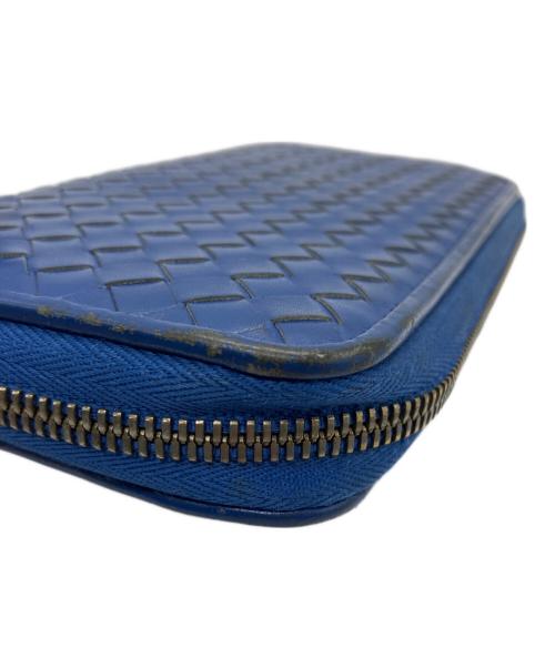 BOTTEGA VENETA（ボッテガベネタ）BOTTEGA VENETA (ボッテガベネタ) イントレチャート ラウンドファスナー長財布 ブルーの古着・服飾アイテム