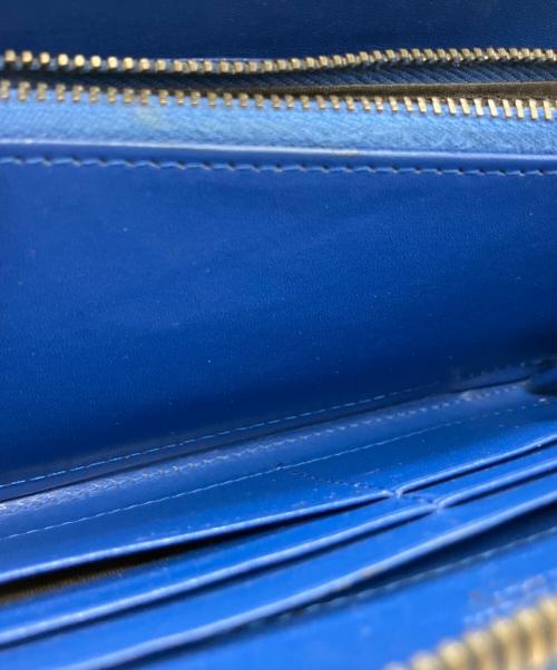 BOTTEGA VENETA（ボッテガベネタ）BOTTEGA VENETA (ボッテガベネタ) イントレチャート ラウンドファスナー長財布 ブルーの古着・服飾アイテム