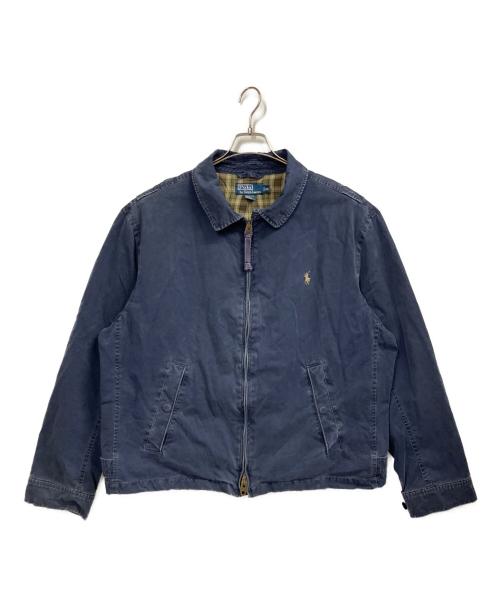 POLO RALPH LAUREN（ポロ・ラルフローレン）POLO RALPH LAUREN (ポロ・ラルフローレン) エルボーパッチドリズラージャケット ブルー サイズ:XXLの古着・服飾アイテム