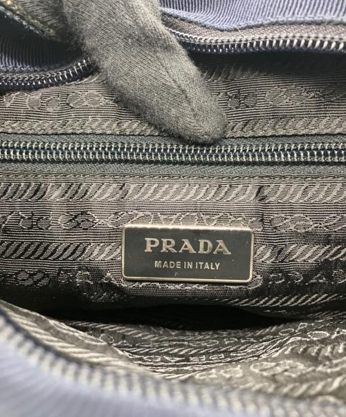 PRADA（プラダ）PRADA (プラダ) フラットツイードハンドバッグ ブラック×パープルの古着・服飾アイテム