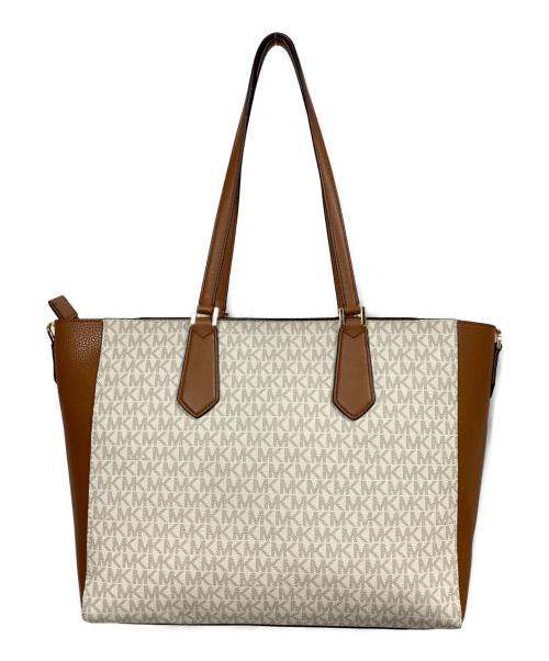 MICHAEL KORS（マイケルコース）MICHAEL KORS (マイケルコース) トートバッグ ホワイト×ブラウンの古着・服飾アイテム