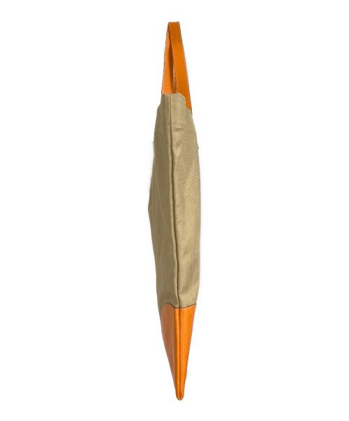 PRADA（プラダ）PRADA (プラダ) CANAPA CINGHI / 大判キャンバストートバッグ ベージュ×オレンジの古着・服飾アイテム
