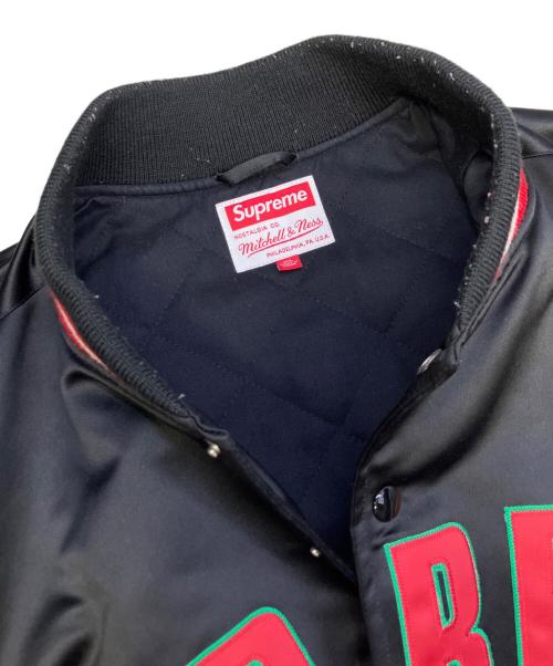 SUPREME（シュプリーム）SUPREME (シュプリーム) MITCHELL & NESS (ミッチェルアンドネス) Satin Varsity Jacket ブラック サイズ:XLの古着・服飾アイテム