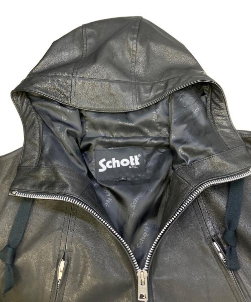 Schott（ショット）Schott (ショット) nano・universe別注 レザー フードパーカー ブラック サイズ:Lの古着・服飾アイテム