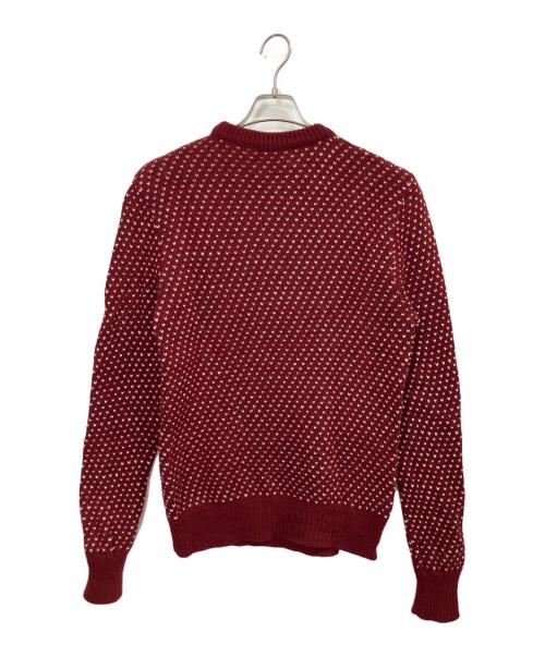 WOOLRICH（ウールリッチ）WOOLRICH (ウールリッチ) 70’Sバーズアイ柄厚手ニット レッド サイズ:Mの古着・服飾アイテム