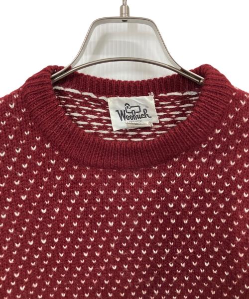 WOOLRICH（ウールリッチ）WOOLRICH (ウールリッチ) 70’Sバーズアイ柄厚手ニット レッド サイズ:Mの古着・服飾アイテム