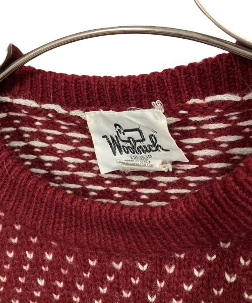WOOLRICH（ウールリッチ）WOOLRICH (ウールリッチ) 70’Sバーズアイ柄厚手ニット レッド サイズ:Mの古着・服飾アイテム