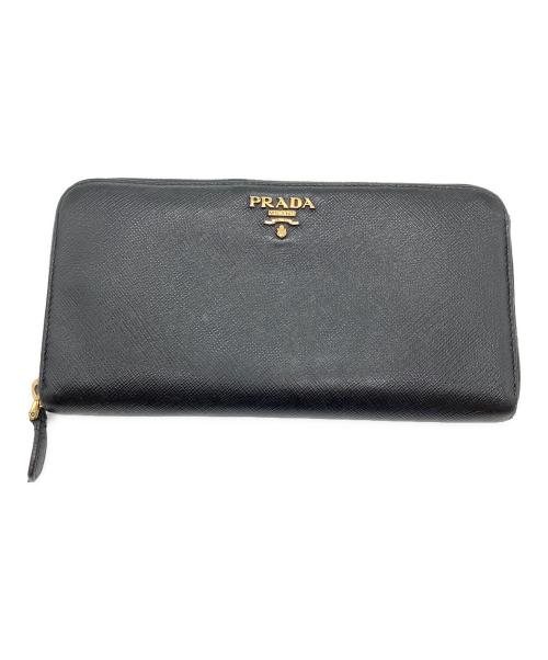 PRADA（プラダ）PRADA (プラダ) サフィアーノ　ラウンドファスナー　長財布 ブラックの古着・服飾アイテム