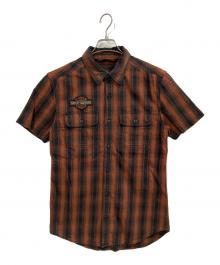 HARLEY-DAVIDSON（ハーレーダビッドソン）の古着「 Plaid Slim Fit Short Sleeve Shirt / 半袖シャツ」｜ブラウン