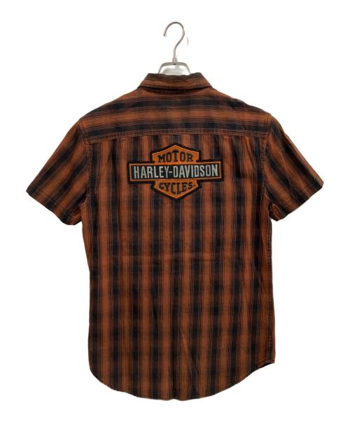 HARLEY-DAVIDSON（ハーレーダビッドソン）HARLEY-DAVIDSON (ハーレーダビッドソン)  Plaid Slim Fit Short Sleeve Shirt / 半袖シャツ ブラウン サイズ:Sの古着・服飾アイテム