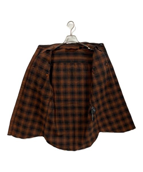 HARLEY-DAVIDSON（ハーレーダビッドソン）HARLEY-DAVIDSON (ハーレーダビッドソン)  Plaid Slim Fit Short Sleeve Shirt / 半袖シャツ ブラウン サイズ:Sの古着・服飾アイテム
