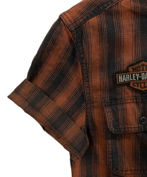 HARLEY-DAVIDSON（ハーレーダビッドソン）HARLEY-DAVIDSON (ハーレーダビッドソン)  Plaid Slim Fit Short Sleeve Shirt / 半袖シャツ ブラウン サイズ:Sの古着・服飾アイテム