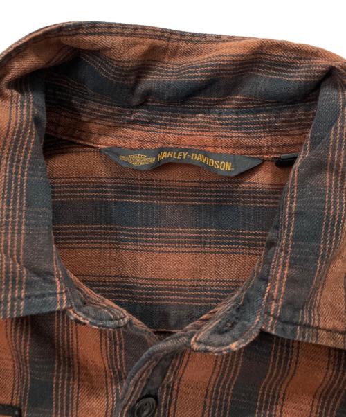 HARLEY-DAVIDSON（ハーレーダビッドソン）HARLEY-DAVIDSON (ハーレーダビッドソン)  Plaid Slim Fit Short Sleeve Shirt / 半袖シャツ ブラウン サイズ:Sの古着・服飾アイテム