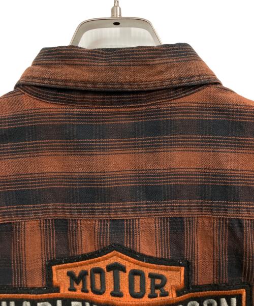 HARLEY-DAVIDSON（ハーレーダビッドソン）HARLEY-DAVIDSON (ハーレーダビッドソン)  Plaid Slim Fit Short Sleeve Shirt / 半袖シャツ ブラウン サイズ:Sの古着・服飾アイテム