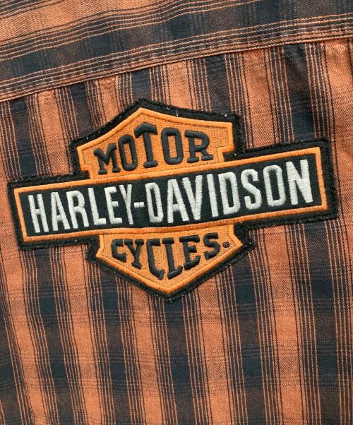 HARLEY-DAVIDSON（ハーレーダビッドソン）HARLEY-DAVIDSON (ハーレーダビッドソン)  Plaid Slim Fit Short Sleeve Shirt / 半袖シャツ ブラウン サイズ:Sの古着・服飾アイテム
