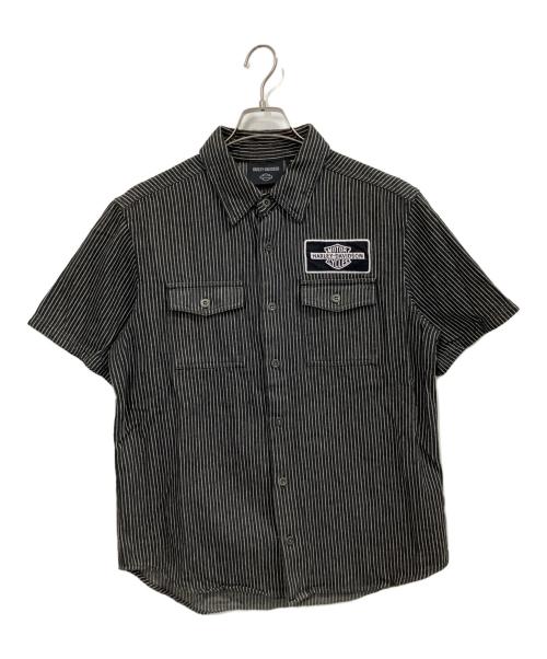 HARLEY-DAVIDSON（ハーレーダビッドソン）HARLEY-DAVIDSON (ハーレーダビッドソン) V-Twin ストライプメカニックシャツ ブラック サイズ:Mの古着・服飾アイテム