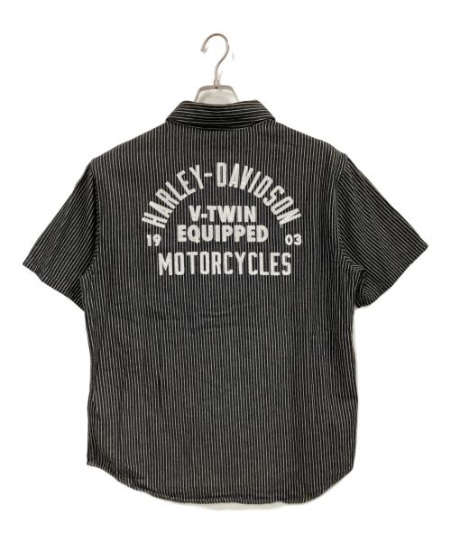 HARLEY-DAVIDSON（ハーレーダビッドソン）HARLEY-DAVIDSON (ハーレーダビッドソン) V-Twin ストライプメカニックシャツ ブラック サイズ:Mの古着・服飾アイテム