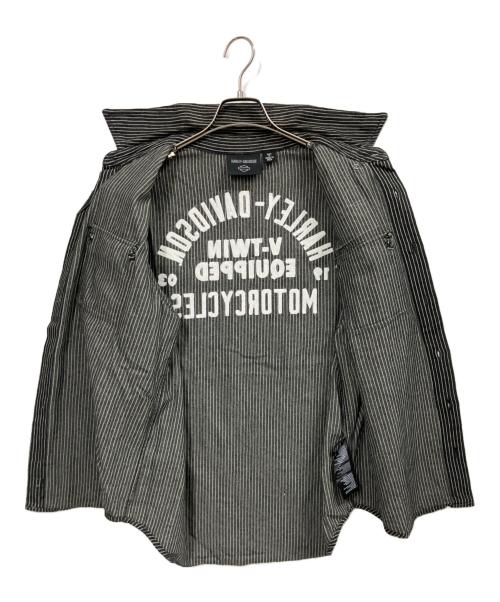 HARLEY-DAVIDSON（ハーレーダビッドソン）HARLEY-DAVIDSON (ハーレーダビッドソン) V-Twin ストライプメカニックシャツ ブラック サイズ:Mの古着・服飾アイテム