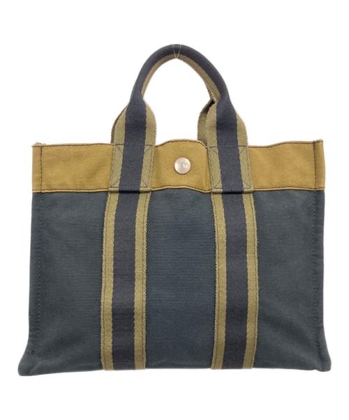 HERMES（エルメス）HERMES (エルメス) フールトゥPM ハンドバッグ ネイビー×オリーブの古着・服飾アイテム