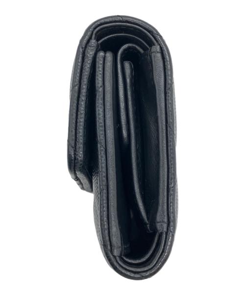 CHANEL（シャネル）CHANEL (シャネル) キャビアスキン ラインストーンスモールウォレット / 3つ折り財布 ブラックの古着・服飾アイテム