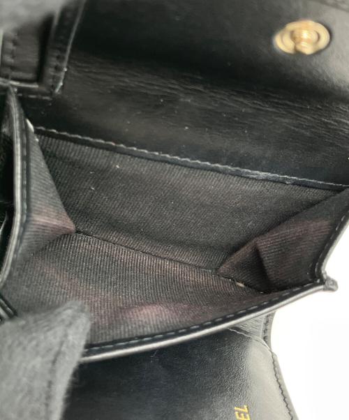CHANEL（シャネル）CHANEL (シャネル) キャビアスキン ラインストーンスモールウォレット / 3つ折り財布 ブラックの古着・服飾アイテム