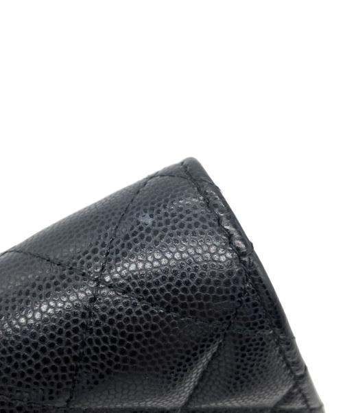 CHANEL（シャネル）CHANEL (シャネル) キャビアスキン ラインストーンスモールウォレット / 3つ折り財布 ブラックの古着・服飾アイテム