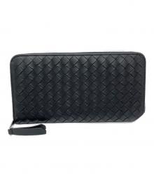 BOTTEGA VENETA（ボッテガベネタ）の古着「イントレチャート / ラウンドファスナー財布」｜ブラック