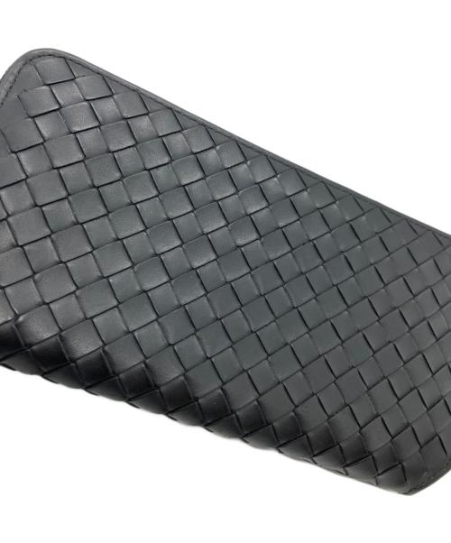 BOTTEGA VENETA（ボッテガベネタ）BOTTEGA VENETA (ボッテガベネタ) イントレチャート / ラウンドファスナー財布 ブラックの古着・服飾アイテム