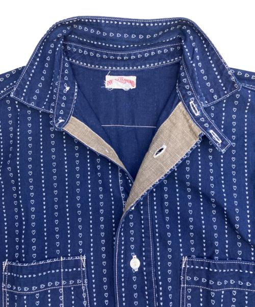 THE  DOUBLE DIAMONDS（ザ・ダブル・ダイヤモンドズ）THE  DOUBLE DIAMONDS (ザ・ダブル・ダイヤモンドズ) THE REAL McCOY'S (ザ・リアルマッコイズ) ワークシャツ ネイビー サイズ:14の古着・服飾アイテム