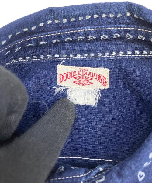 THE  DOUBLE DIAMONDS（ザ・ダブル・ダイヤモンドズ）THE  DOUBLE DIAMONDS (ザ・ダブル・ダイヤモンドズ) THE REAL McCOY'S (ザ・リアルマッコイズ) ワークシャツ ネイビー サイズ:14の古着・服飾アイテム