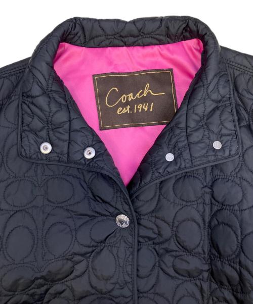 COACH（コーチ）COACH (コーチ) キルティングジャケット ブラック×ピンク サイズ:表記無しの古着・服飾アイテム