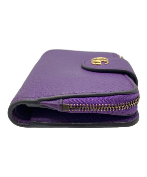 GUCCI（グッチ）GUCCI (グッチ) バンブー付き ダブルG ミディアム ウォレット パープルの古着・服飾アイテム