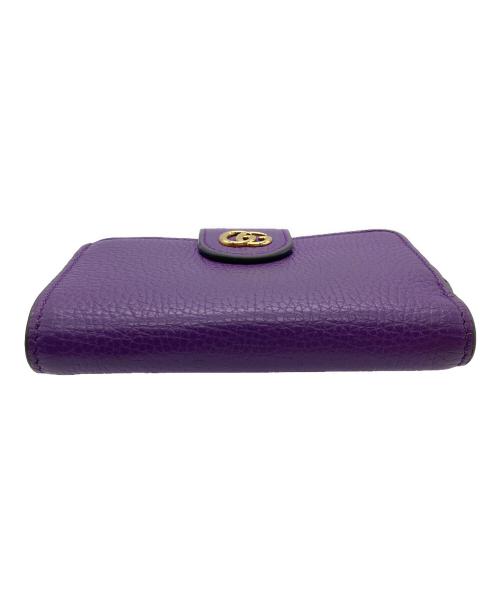 GUCCI（グッチ）GUCCI (グッチ) バンブー付き ダブルG ミディアム ウォレット パープルの古着・服飾アイテム