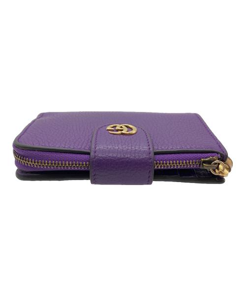 GUCCI（グッチ）GUCCI (グッチ) バンブー付き ダブルG ミディアム ウォレット パープルの古着・服飾アイテム