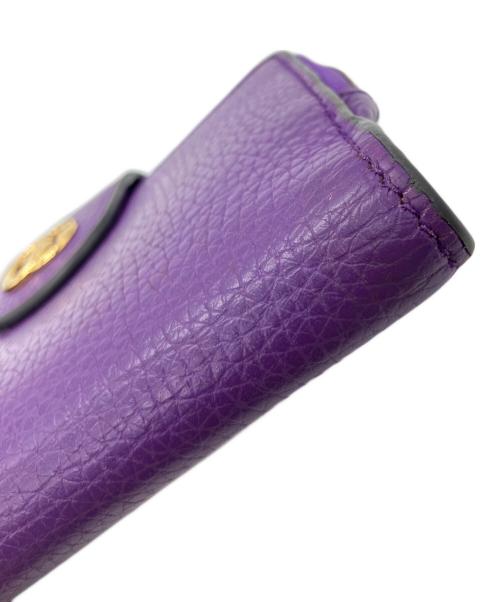 GUCCI（グッチ）GUCCI (グッチ) バンブー付き ダブルG ミディアム ウォレット パープルの古着・服飾アイテム