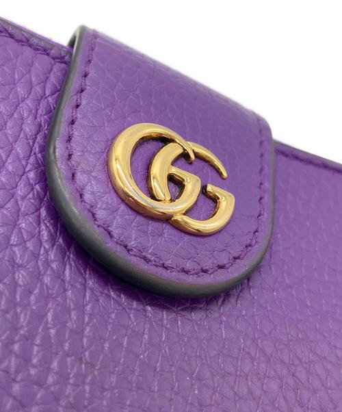 GUCCI（グッチ）GUCCI (グッチ) バンブー付き ダブルG ミディアム ウォレット パープルの古着・服飾アイテム