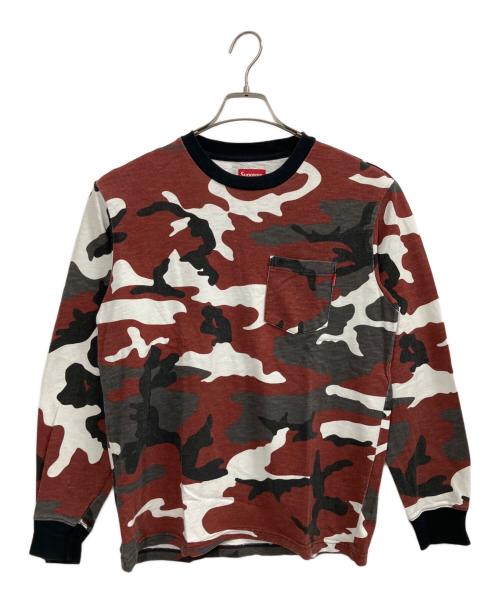 SUPREME（シュプリーム）SUPREME (シュプリーム) 18AW L/S Pocket Tee / 長袖カットソー ブラウン×ホワイト サイズ:Sの古着・服飾アイテム