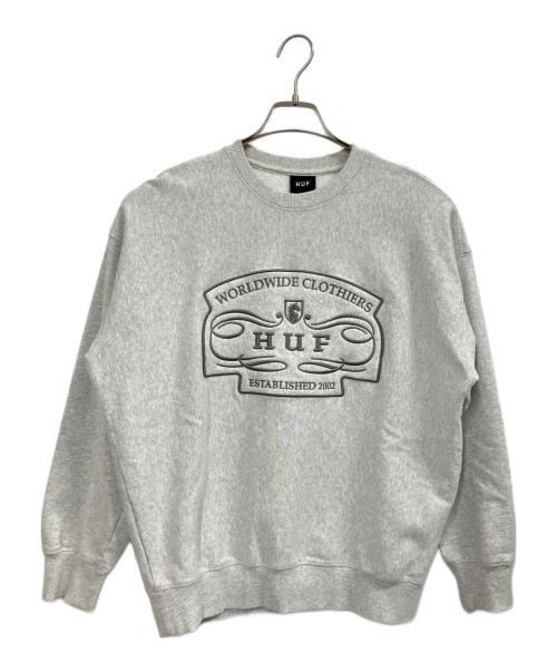 HUF（ハフ）HUF (ハフ) WORLDWIDE CLOTHIERS CREWNECK グレー サイズ:Sの古着・服飾アイテム